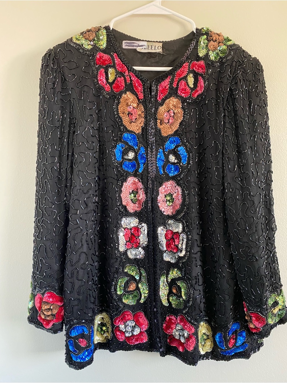 Vintage Swee Lo Beaded Sequin Floral Jacket Fits M